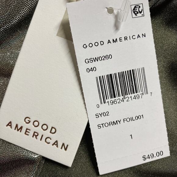 5/$25 Good American Foil Metallic Reversible Bikini Bottoms Size 1 Small New - Picture 7 of 7